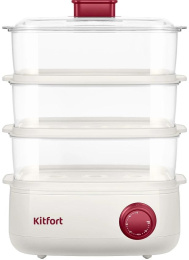 Пароварка KitFort КТ-6830,  белый и красный