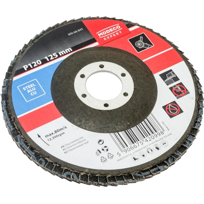 Диск шлифовальный лепестковый 125 мм, Р120, плоский MODECO MN-68-845
