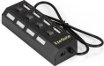 USB-Хаб концентратор 4-в-1 ExeGate DUB-42SW кабель-адаптер USB2.0 -- 4xUSB2.0, кнопки включения/отключения для каждого порта, Plug&Play, черный EX293977RUS