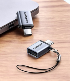 Адаптер переходник UGREEN US270 50283 Type C to USB 3.0 A Adapter Cable with Lanyard с ремешком. Цвет: серый космос (50283_)