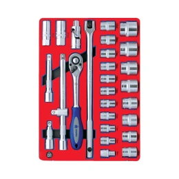 Набор торцевых головок с принадлежностями МАСТАК 1/2" шестигранные, ложемент, 28 предметов 5-004028