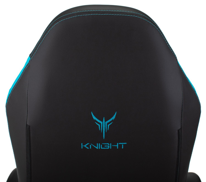 Кресло игровое Knight Neon черный/голубой соты экокожа с подголов. крестов. металл
