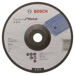 Обдирочный круг Bosch Standard for Metal 180х6x22.23мм 2.608.603.183 для больших угловых шлифовальных машин со стандартной стопорной гайкой, для шлифовальных работ по металлу, выпуклый, трехслойная сетка из стеклопластика, диаметр: 180 мм, посадочное о