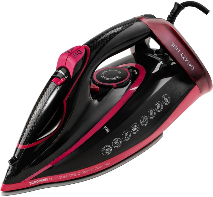 Утюг GALAXY LINE GL 6133, 3200Вт, черный/розовый [7060161330]