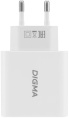 Сетевое зарядное устройство Digma DGW3D,  USB-A,  USB-C, 30Вт, 3A, белый [dgw3d0f110wh]