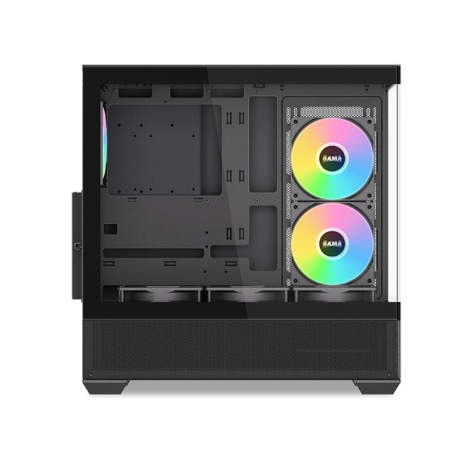 Корпус ПК без блока питания Case SAMA V40 Black, Midi-Tower, TG, 6x120mm ARGB, 2xUSB 3.0 + 1xUSB 3.1 Type-C, ATX, mATX, mITX Black V40-BKADA6X1-GL