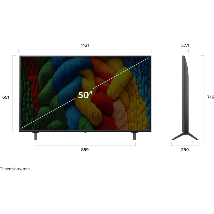 50" Телевизор LG 50NANO80A6B.ARUG NanoCell, 4K Ultra HD, СМАРТ ТВ, WebOS, синяя сажа