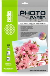 Фотобумага Cactus A4, для струйной печати, 50л, 120г/м2, белый, покрытие матовое [cs-msa412050]