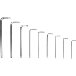 Kranz KR-12-5221 Набор ключей имбусовых Tamper-Torx 9 шт., ТТ10-ТТ50, закаленные, удлиненные, никель