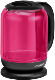 Чайник электрический Hyundai HYK-G4808 1.7л. 2200Вт малиновый/черный корпус: стекло