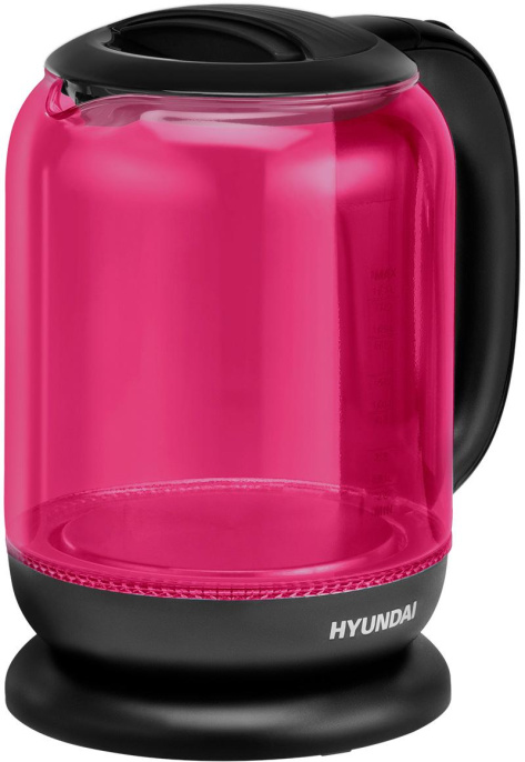 Чайник электрический Hyundai HYK-G4808 1.7л. 2200Вт малиновый/черный корпус: стекло