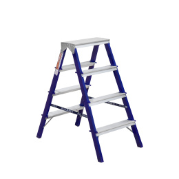 Лестница-стремянка двусторонняя Алюмет MD8204 40*20, 4-х ступ., сталь, алюм. ступени