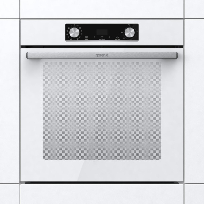 Духовой шкаф электрический Gorenje BOS6737E06WG, 77л, дверца с 2 стеклами, белый/нержавеющая сталь