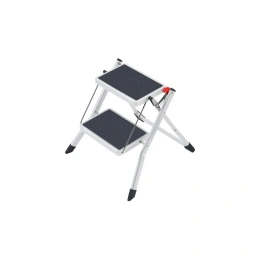 Стальная стремянка Алюмет с широкими ступенями с противоскользящими накладками 2 ступени. Серия MV 02 табурет