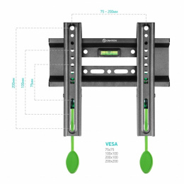 ONKRON BASIC FM1 чёрный {17"-42" Максимальная нагрузка: 30 кг VESA: 75x75, 100x100, 100x200, 200x100, 200x200 мм Вылет от стены: 30 мм Встроенный уровень Система фиксации} (4603726156400)