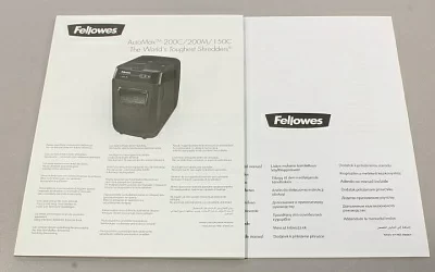 Шредер Fellowes AutoMax 150C FS-46801(01/02)* (секр.P-4)/фрагменты 4x38 мм,/150лист./32лтр./Уничт:скрепки, скобы, пл.карты,CD диски