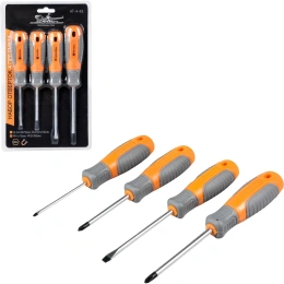 Набор отверток Airline SL3х0.8х75 мм, SL5.5х1х100 мм, PH1х75 мм, PH2х100 мм, 4 предмета, блистер AT-4-43