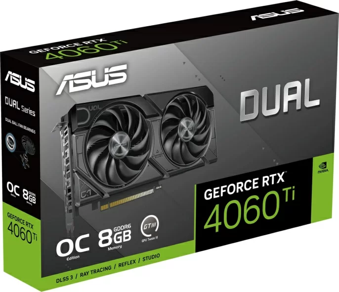 Видеокарта Asus PCI-E 4.0 DUAL-RTX4060TI-O8G-EVO NVIDIA GeForce RTX 4060TI 8Gb 128bit GDDR6 2565/18000 HDMIx1 DPx3 HDCP Ret