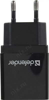Defender EPA-10 Black 83572 Зарядное устройство USB (Вх. AC100-240V  Вых.  DC5V 10.5W  USB)