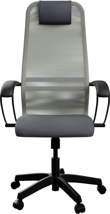 Кресло МЕТТА SU-B-8, сетка/ткань, до 120кг, топ-ган, фиксированные подлокотники,  светло-серый