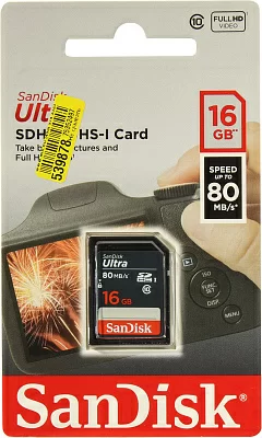 Карта памяти SanDisk Ultra SDSDUNS-016G-GN3IN SDHC Memory Card 16Gb UHS-I U1 Class10