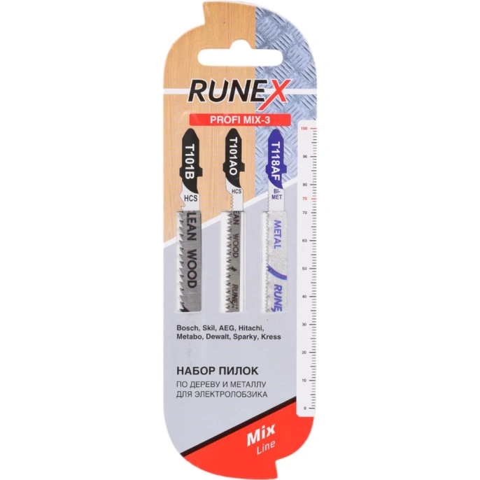 Набор пилок PROFI MIX-3 по дереву и металлу T101B/T101AO/T118AF 3 шт. Runex 555815