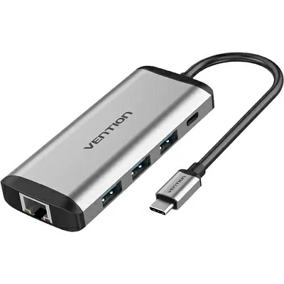 Vention THAHB Кабель-адаптер USB-C - HDMI(F)+3xUSB3.0+PD+SD/microSD CR