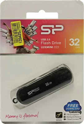 Флеш Диск Silicon Power 32Gb LuxMini 322 SP032GBUF2322V1K USB2.0 черный