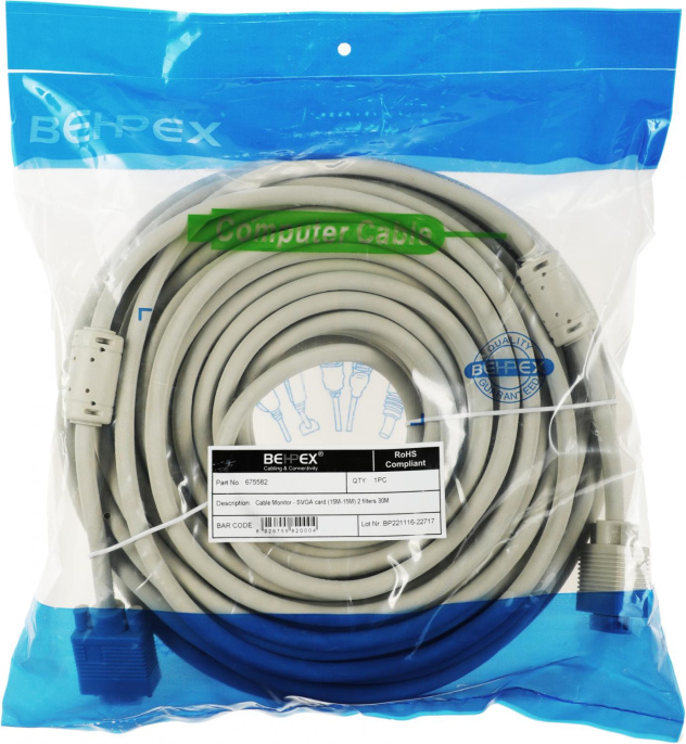 NONAME Кабель DB15 m DB15 m 30м CABLE30 феррит.кольца белый