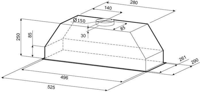 Вытяжка встраиваемая Krona Runa 600 PB слоновая кость управление: кнопочное 1 мотор