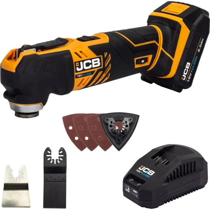 Инструмент многофункциональный JCB (-18MT-B-E)18V,5000-15000 об/мин в в к-те с зарядным устройством(-18VFC-E)2.4A и батареей аккум(-20LI-E) 2.0AH JCB-18MT-2XB-E(57233)