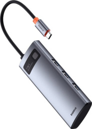 Док-станция Baseus B00030708811-00 Metal Gleam Series 7-Port; вход: Type-C; порты: HDMI4K@60Hz*1 + USB3.0*3 + PD*1 + SD/TF*1; Space Grey