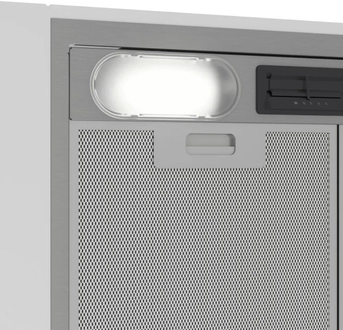 Встраиваемая вытяжка Indesit INAE 52FLS X, управление кнопочное, 2 мотора, серебристый [869890500050]