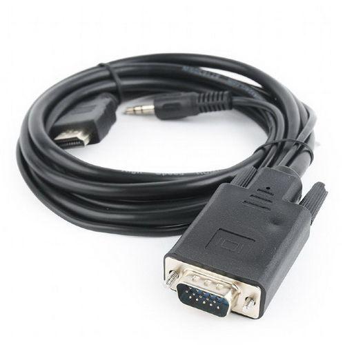 Кабель Cablexpert HDMI-VGA A-03-6, 19M/15M + 3.5Jack, 1.8м, черный, позол.разъемы, пакет A-HDMI-VGA-03-6 098021