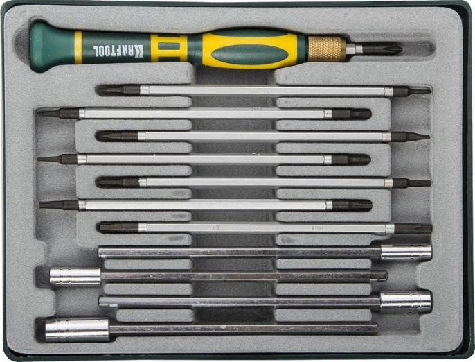 Отвертка с насадками  Kraftool 25611-H12, 12 предметов, в жестком кейсе