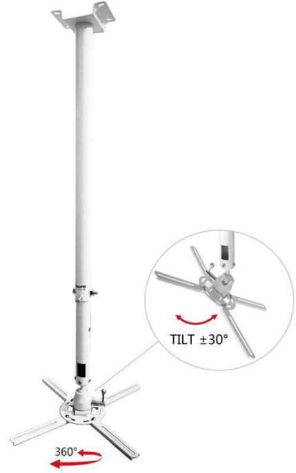 Кронштейн для проектора Buro PR06-W, до 20кг, потолочный, поворот и наклон, белый