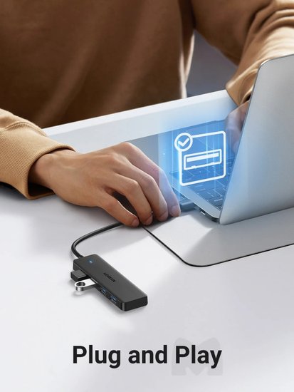 USB-хаб Ugreen CM219 25851 подключение по USB-A, 4 x USB-A, корпус пластик