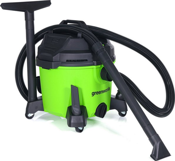 Строительный пылесос Greenworks G120WDV 1300Вт уборка: сухая/сбор воды зеленый