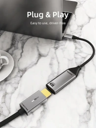 Кабель-адаптер CABLETIME CP10B (CT-C160-PU31-CMHDFn1-S0.2) 0.2 м, USB Type-C - HDMI, 4K/60 Гц, коаксиальный, нейлоновый