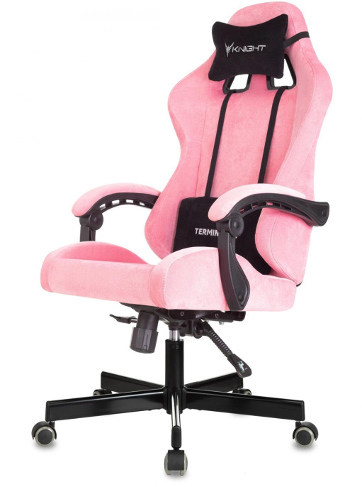 Кресло игровое Knight Terminator розовый Velvet 36 крестов. металл