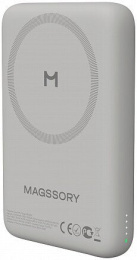 Мобильный аккумулятор Magssory PBN013t 10000mAh QC/PD 15W 3A USB-C беспров.зар. титановый