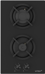 Газовая варочная панель Vitek VGH 3250 BG,  2 конфорки,  закаленное стекло,  черный