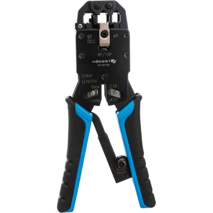 Пресс-клещи для обжима телефонных и компьютерных клемм HOEGERT TECHNIK 4P, 6P, 8P, 10P HT1P170