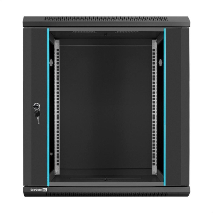 Exegate EX298609RUS Шкаф телекоммуникационный 19" настенный 12U ExeGate EC-WM-12U.450.G.BLACK 19”, 12U, 600x450x635mm ШхГхВ , передняя дверь закаленное стекло, съемные боковые панели, пыле- и влагоз