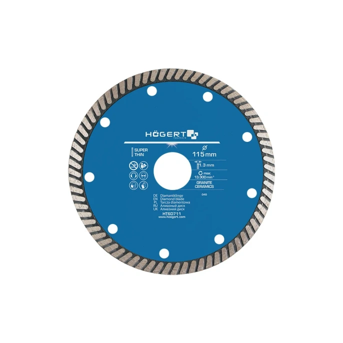 Диск отрезной алмазный супертонкий (115x1.3x22.2 мм) HOEGERT TECHNIK HT6D711