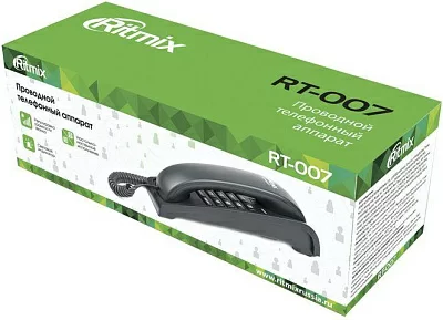 RITMIX RT-007 black проводной телефон {повторный набор номера, настенная установка, регулятор громкости звонка}