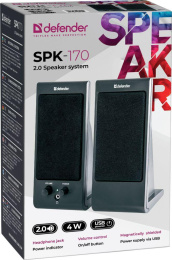 Defender SPK 165 /170 черные {2.0, 2х2 W, разъем для наушников, USB} [65165]