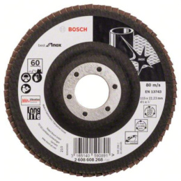 Шлифовальный круг Bosch 2.608.608.268 (металл, зернистость 60, 1 в наборе, до 13300 об/мин, сухая шлифовка, ширина/диаметр 115 мм, посадочный размер 22.2 мм)