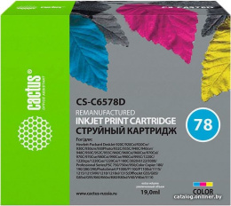 Картридж струйный Cactus CS-C6578D №78 голубой/пурпурный/желтый (19мл) для HP DJ 900/1220C/PS P000/P1100 с чипом