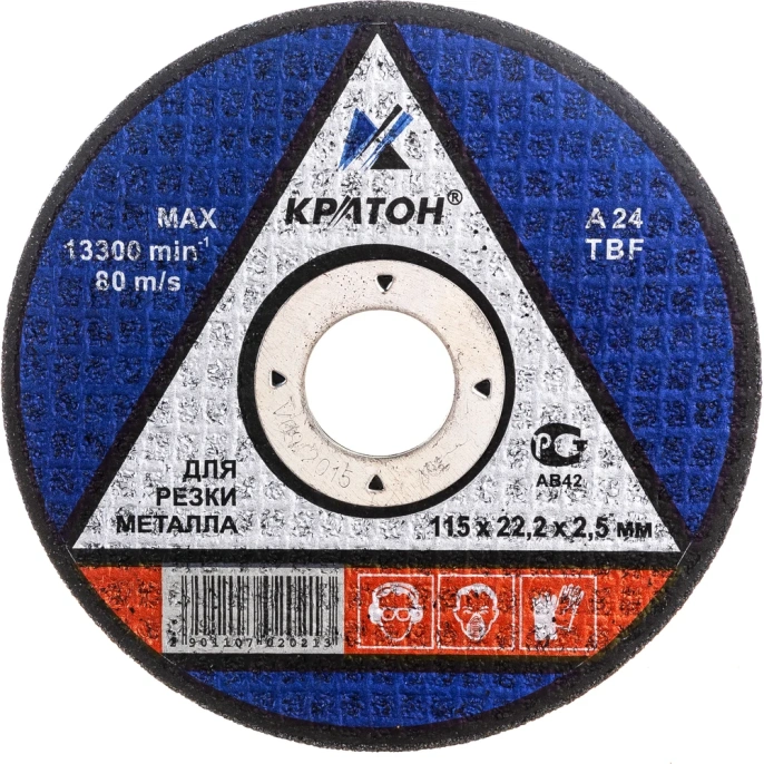 Круг отрезной Кратон по металлу A24TBF 115x2.5x22.2 мм 1 07 02 021